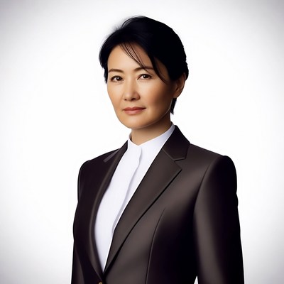 Asian woman in brown suit