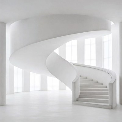 White Spiral Staircase in Modern Hall