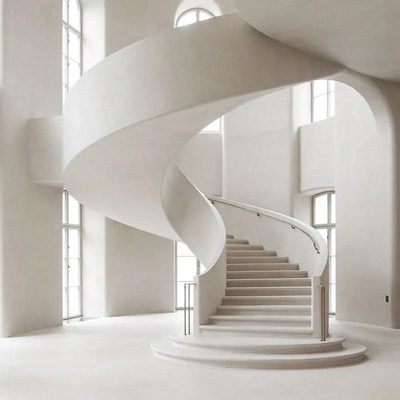White Spiral Staircase in Church