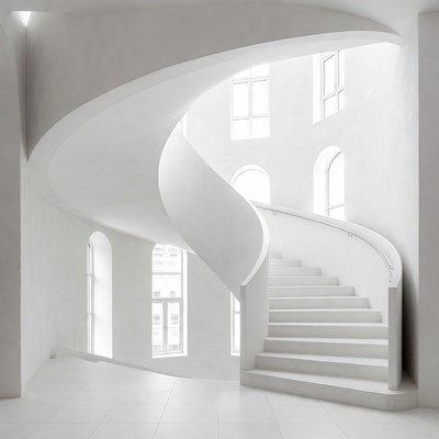 White Spiral Staircase in Modern Interior