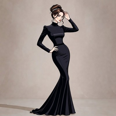 Elegant woman in black gown