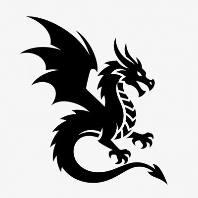 Black Silhouette Dragon Illustration