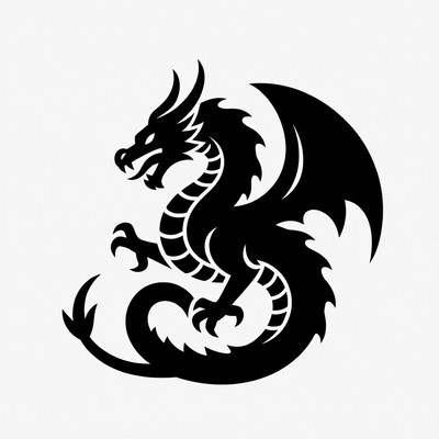 Black Silhouette Dragon Illustration