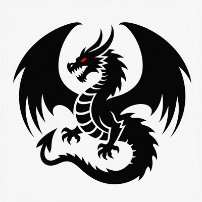 Black Dragon with Red Eyes