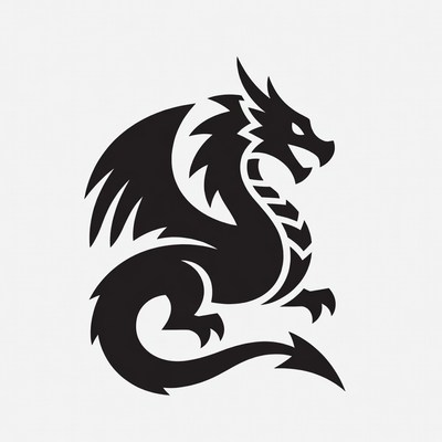 Black silhouette dragon illustration