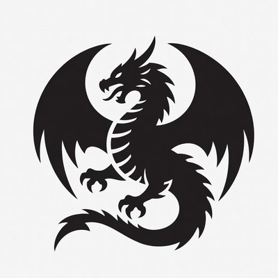 Black Silhouette Dragon Illustration
