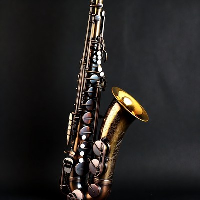 Vintage Alto Saxophone on Black Background