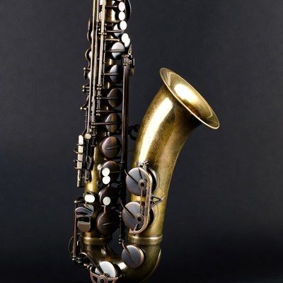 Vintage Alto Saxophone on Black Background