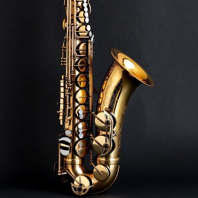 Shiny Gold Saxophone on Black Background