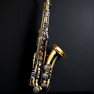 Golden Saxophone on Black Background