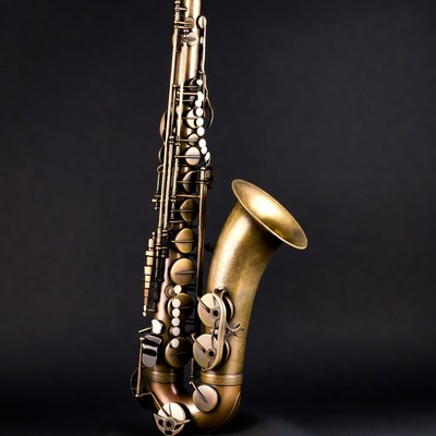 Brass Alto Saxophone on Black Background