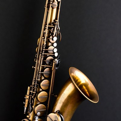 Vintage Gold Saxophone on Black Background