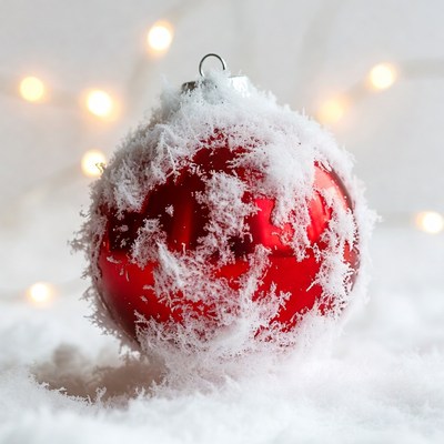 Red Snowy Christmas Ornament