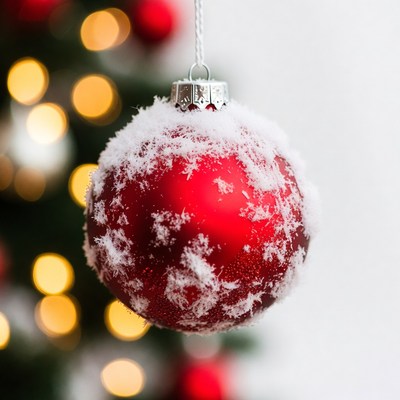 Red Snowy Christmas Ornament Hanging