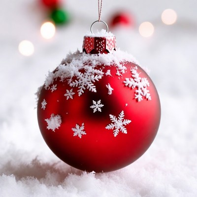 Red Snowy Christmas Ornament