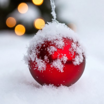 Snowy Red Christmas Ornament