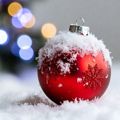 Snowy Red Christmas Ornament