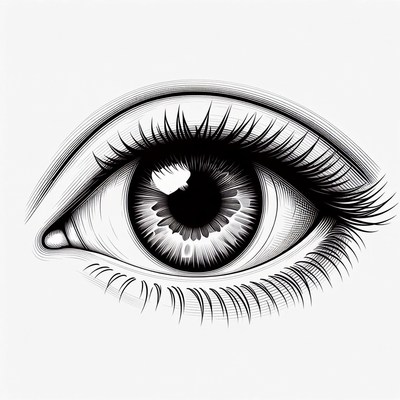 Detailed Black and White Eye Illustration