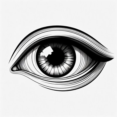 Detailed Black and White Eye Illustration