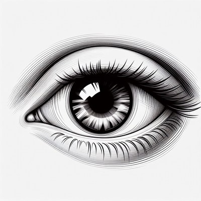 Detailed Black and White Eye Illustration