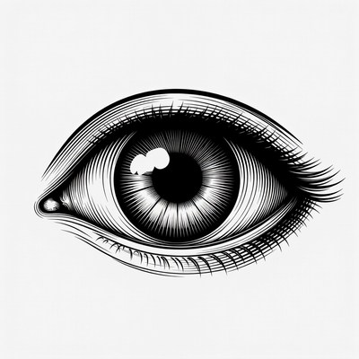 Detailed Black and White Eye Illustration