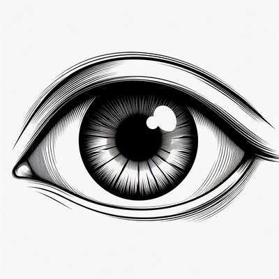 Detailed Black and White Eye Illustration