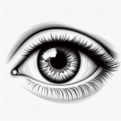 Detailed Black and White Eye Illustration