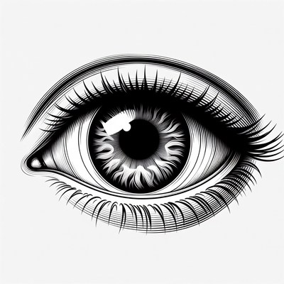 Detailed black ink eye illustration