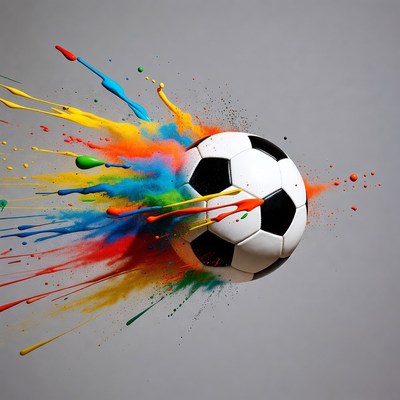 Soccer Ball Exploding with Colorful Paint