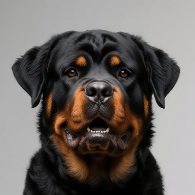 Rottweiler dog close-up portrait
