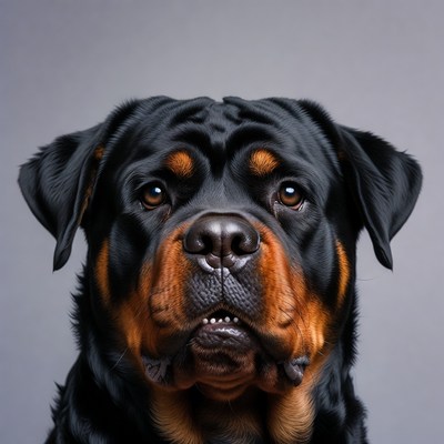 Close-up Rottweiler dog portrait