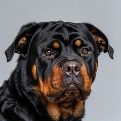 Rottweiler dog close-up portrait