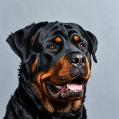 Rottweiler dog with tongue out