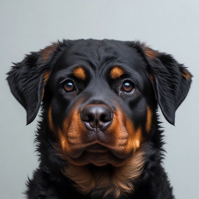 Rottweiler dog close-up portrait