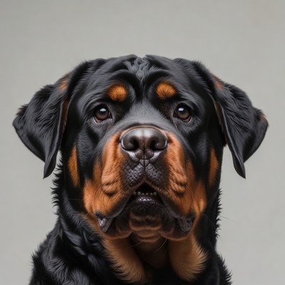 Rottweiler dog close-up portrait