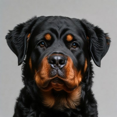 Rottweiler dog close-up portrait