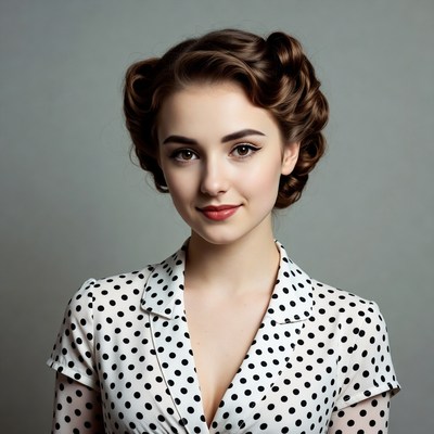 Woman with 1940s pin-up hairstyle