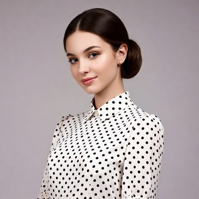 Woman in polka dot blouse