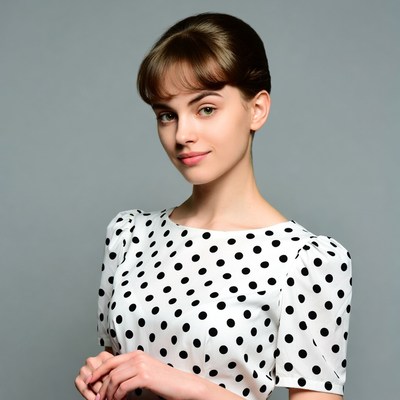 Woman in polka dot dress