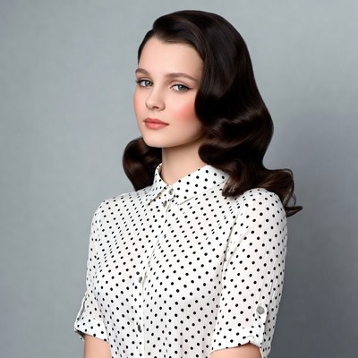 Woman with vintage wavy black hair