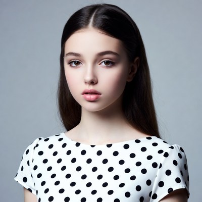 Young woman in polka dot dress