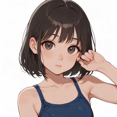 Anime girl with hand to ear