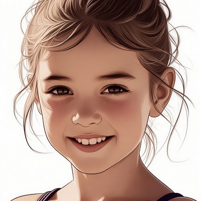 Smiling girl with messy bun