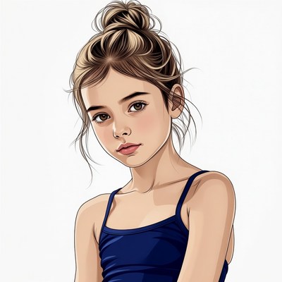 Girl with messy bun hairstyle