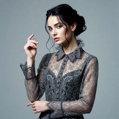 Woman in lace dress posing elegantly
