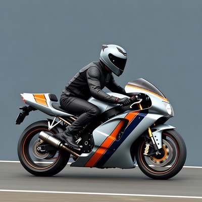 Man riding sport motorcycle