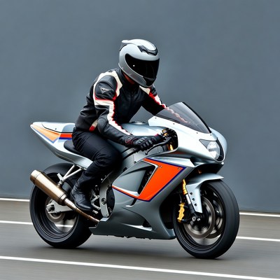 Man riding silver sport motorcycle