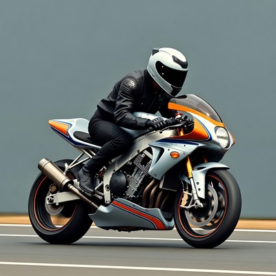 Man riding sport motorcycle