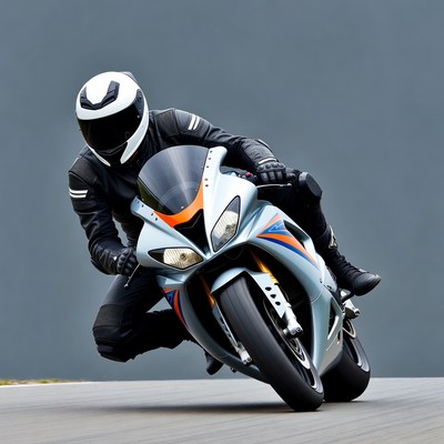 Man leaning on sport motorcycle