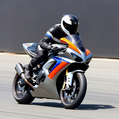 Man riding sport motorcycle on track